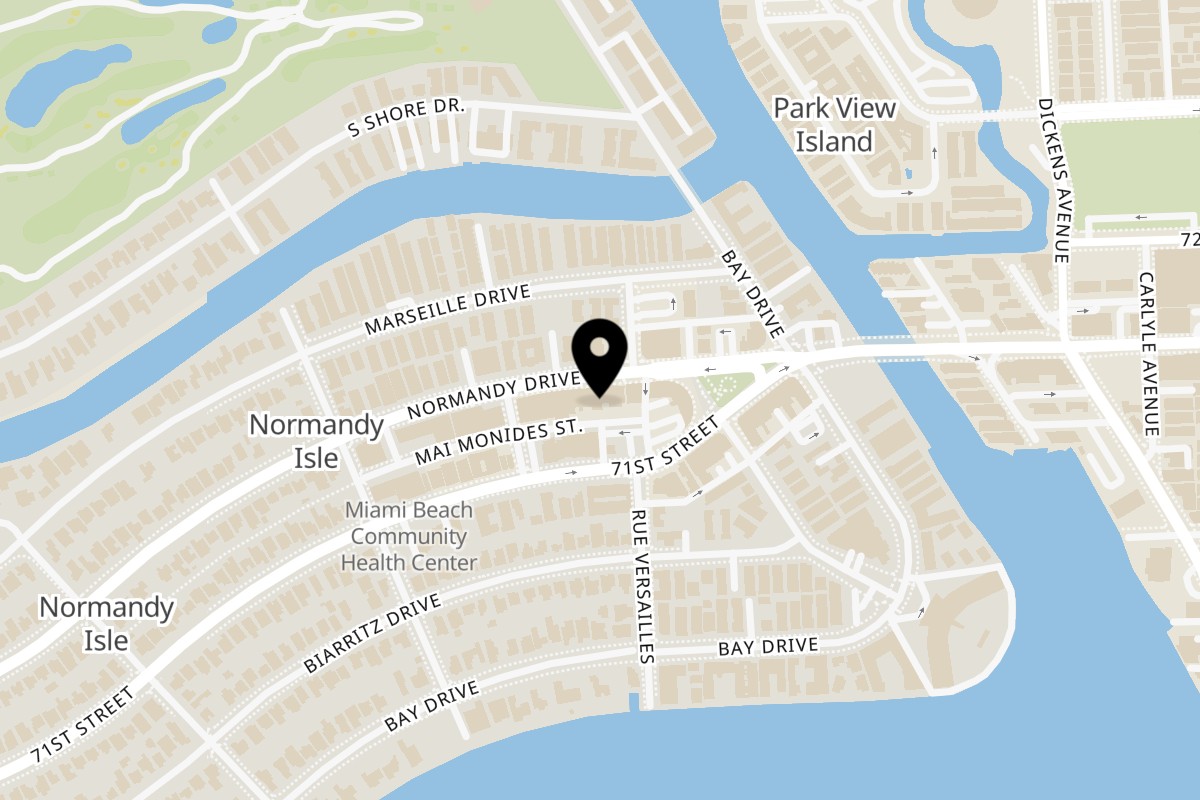 Map showing the location of Cachita Cuban Cuisine on 1116 Normandy Dr in Miami Beach